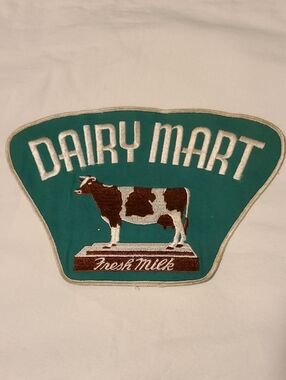 Dairy Mart Patch Fresh Milk Cow Green Brown White